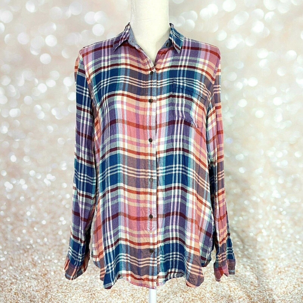 Lucky Brand Plaid Button Front Shirt Small